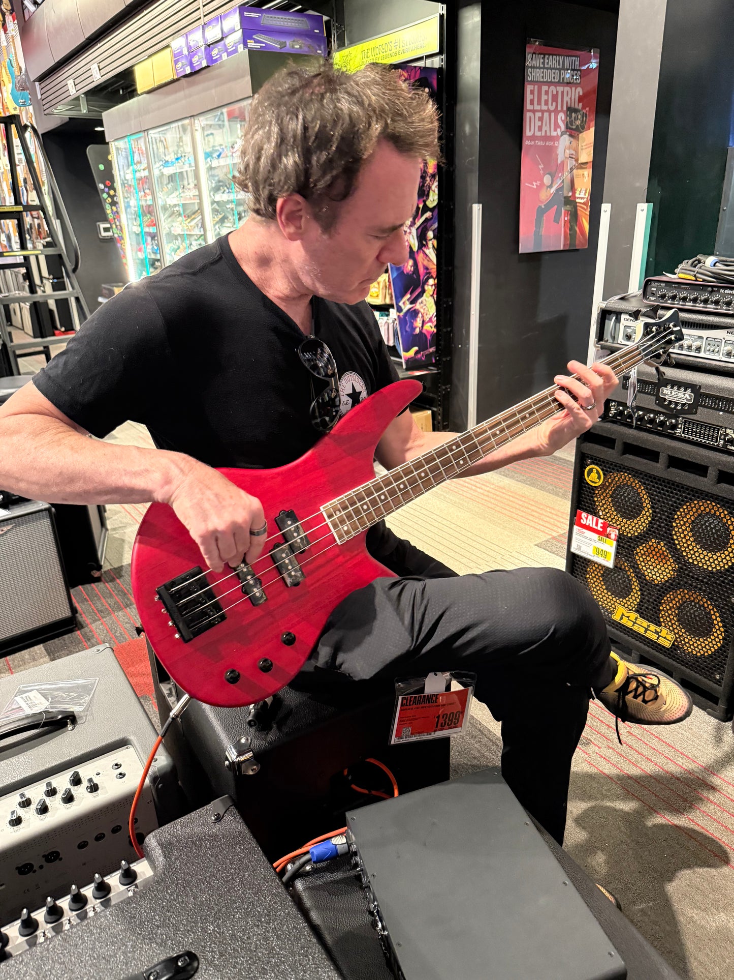 Jackson JS Series signed bass guitar after show in Hinckley MN